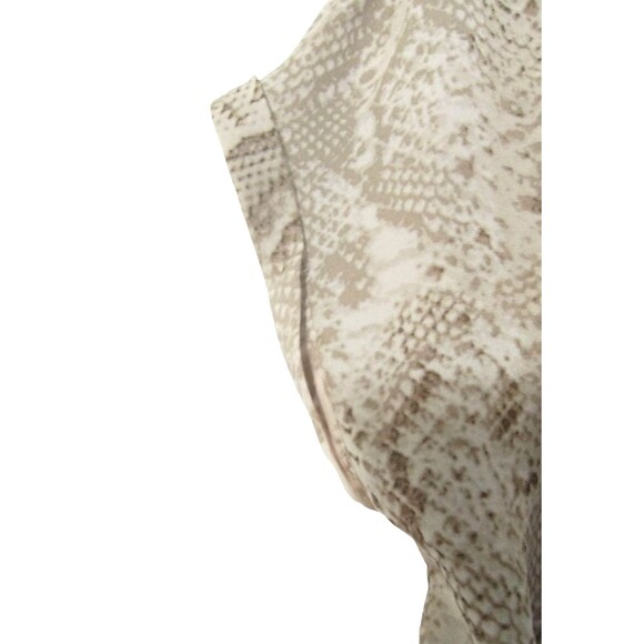 Tahari Top Women's S Snakeskin Button Up Short Sleeve Taupe White Quiet Luxury - Picture 5 of 9